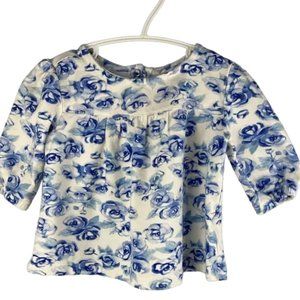 Joe Fresh Allover Rose Print Long Sleeve Top size 6-12 Months